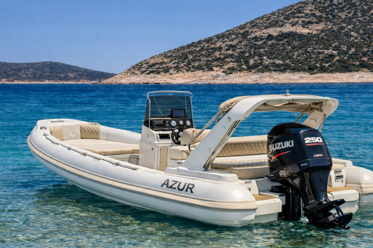 Azur luxury RIB boat for private charters in Milos by A La Mer